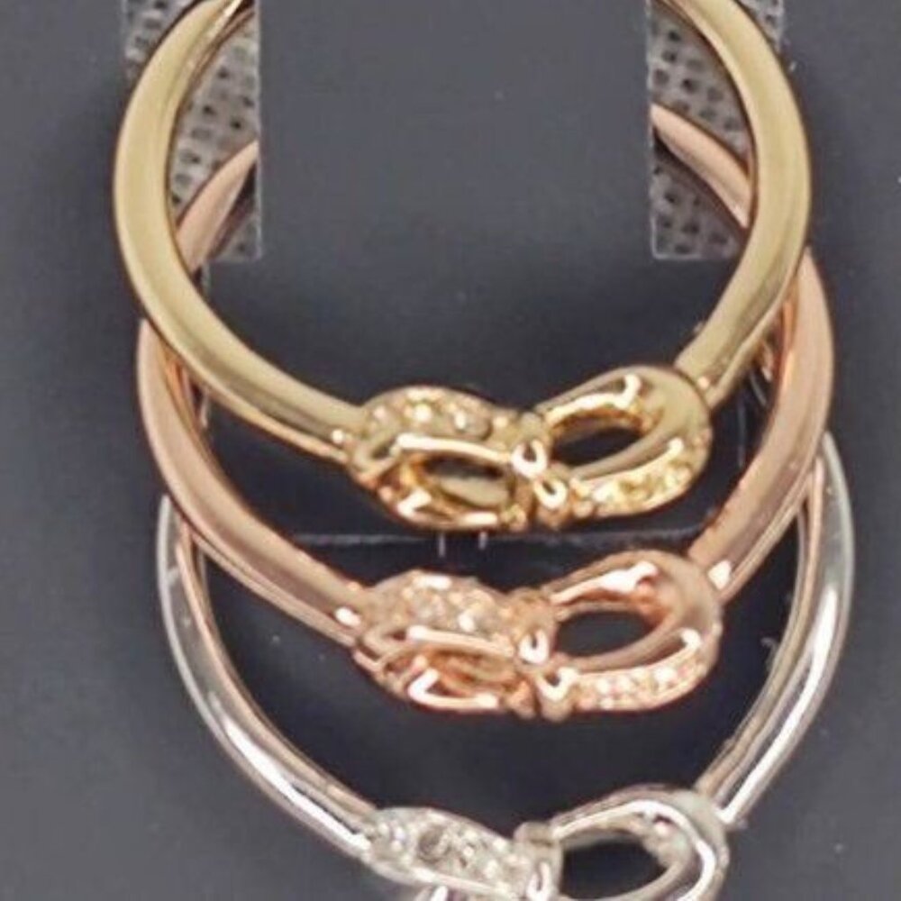 COACH Ring 7 Signature logo Pave Crystals Ring Set Set of 3 Stackables Interlock - Picture 4 of 6